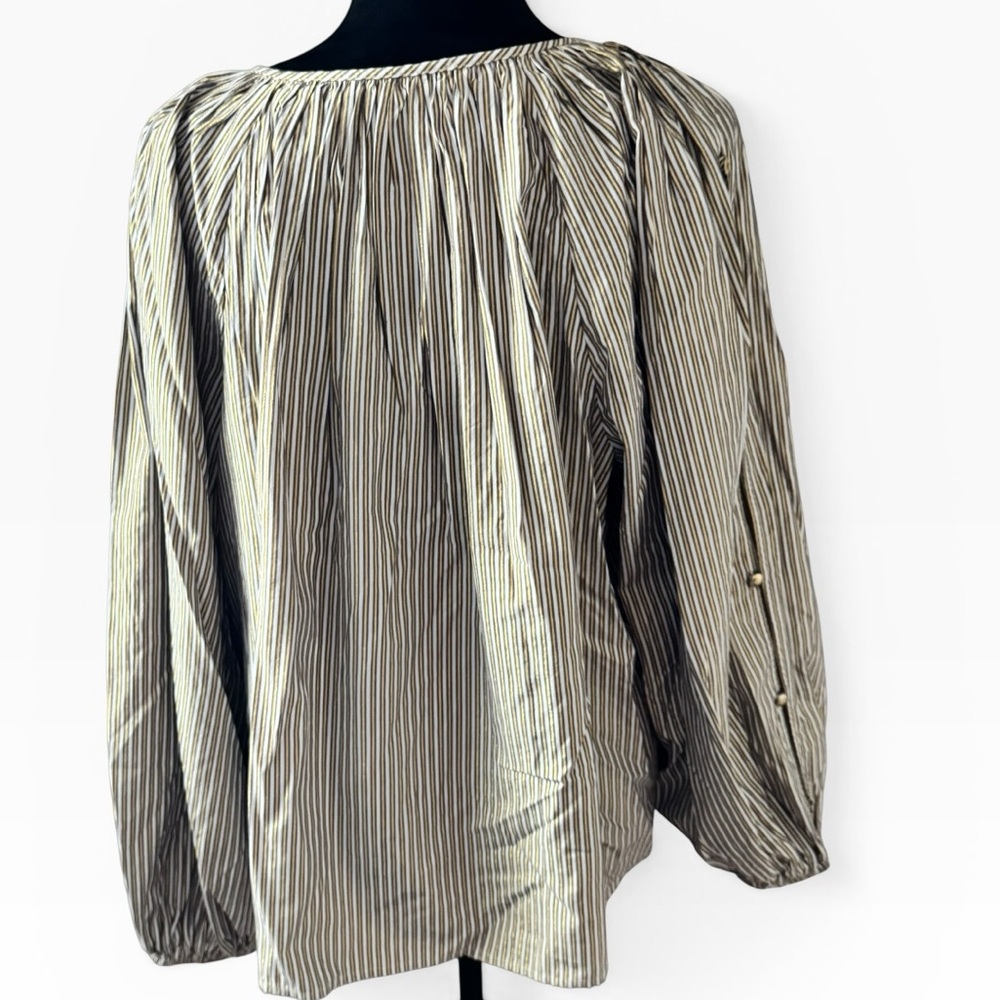 LOFT Cream and Black‎ Striped Peasant Blouse - Picture 6 of 12